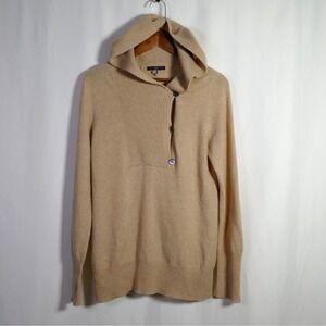 Gap Quiet Luxury 100% Cashmere Hooded Sweater Size L Model Off Duty Old Money